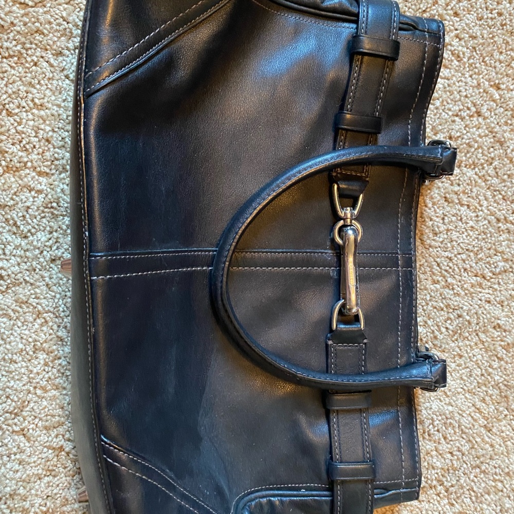 Coach Black Leather Tote with Structured Design